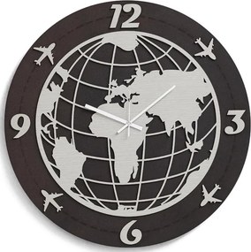 Orologio tondo da parete D30 cm WORLD moderno in legno laminato RSN