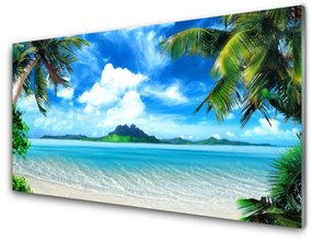 Pannello paraschizzi cucina Palme sul mare dell'isola tropicale 100x50 cm