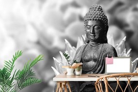 Carta da parati – Buddha tranquillo bianco e nero