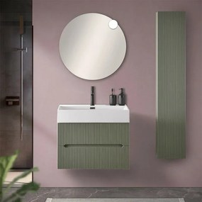 Mobile bagno sospeso cannettato 70 cm verde con specchio  Bali