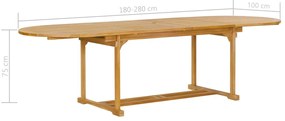 Set da Pranzo 9 pz in Legno Massello di Teak