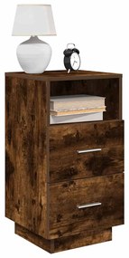 Comodini 2 Pz Con 2 Cassetti Rovere Fumo 36x36x68 Cm /