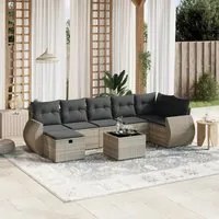 Set Divano da Giardino 8pz con Cuscini Grigio Chiaro Polyrattan 3264138