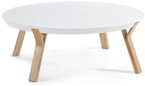 Kave Home - Tavolino Dilos Ã˜ 90 cm bianco e frassino