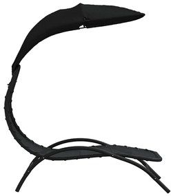 Lettino prendisole tettuccio nero 167x80x195cm tessuto acciaio