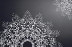 Carta da parati autoadesiva – Elementi moderni di Mandala in bianco e nero
