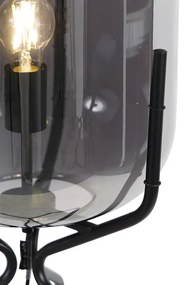 Lampada da terra intelligente nera con WiFi A60 vetro fumé - Bliss