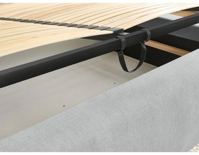 Letto matrimoniale imbottito grigio chiaro con contenitore con griglia 180x200 cm Jagna - Bobochic Paris