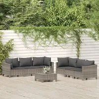 Set Divani da Giardino 7 pz con Cuscini in Polyrattan Grigio 3187266