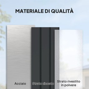 Baule Cassapanca da Esterno 124x66x72 cm da 400L in Acciaio Zincato con Serratura e 2 Chiavi Grigio Scuro...