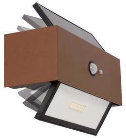 Applique LED Solare Corten Rettangolare con Sensore di Movimento Colore Bianco Naturale 4.000K