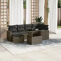 Set Divani da Giardino 7 pz con Cuscini Grigio in Polyrattan 3274820