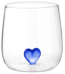 Bicchiere cuore blu in vetro borosilicato, da 380 ml