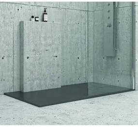 Kamalu - Piatto doccia 120x80 cm in pietra colore antracite scuro