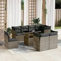 Set Divano da Giardino 9 pz con Cuscini Grigio in Polyrattan 3266730