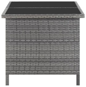 Set da pranzo da giardino 5 pz con cuscini in polyrattan grigio