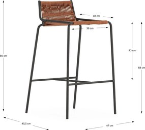 Sgabello da bar color terracotta in metallo (altezza della seduta 65 cm) Emily – Marckeric