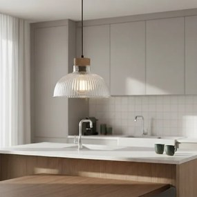 Lampada a sospensione su cavo PIA 1xE27/60W/230V Ø 30 cm rovere