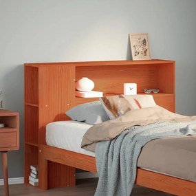 Testiera Con Ripiani Marrone Cera 100 Cm İn Legno Di Pino /
