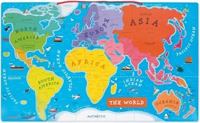 Mappa del mondo - Puzzle magnetico 92 pezzi (versione inglese) - legno