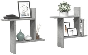 Mensole A Muro 2pz Grigio Cemento 50x12x50 Cm İn Truciolato /