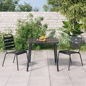 Set Da Pranzo Da Giardino 3 Pz İn Acciaio Antracite /