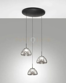 Lucille sospensione fume' 3 luci in vetro attacco tondo a led cct 2...