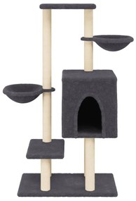 Albero per gatti con tiragraffi in sisal grigio scuro 117 cm