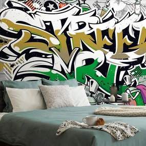 Carta da parati – Scritta Street Art verde con spray