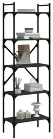 Libreria nera 5 ripiani 56x31,5x174 cm legno multistrato