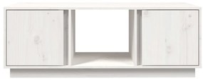 Tavolino da salotto bianco 110x50x40 cm legno massello di pino