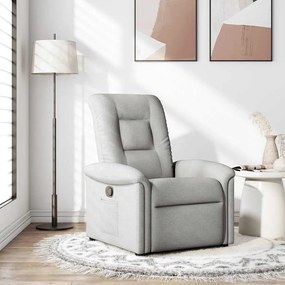 Poltrona Reclinabile İn Tessuto Grigio Nuvola /