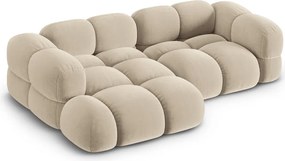 Divano angolare beige (con penisola a sinistra/con chaise lounge) con rivestimento in velluto Loretto – Cosmopolitan Design