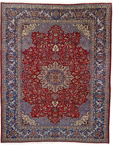Isfahan Tappeto 370 x 300 Rosso (Iran) Annodato A Mano