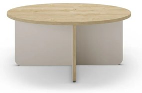 Tavolino da salotto rotondo color crema/di colore naturale con piano effetto rovere ø 80 cm Hillary – Marckeric