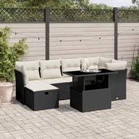 Set Divani da Giardino con Cuscini 7pz Nero Polyrattan 3274656