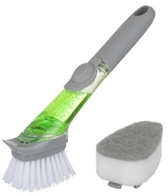 Spazzola lavapiatti con dispenser per sapone e spugna