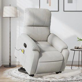 Poltrona A Rialzo Massaggi Reclinante Grigio Chiaro Microfibra /