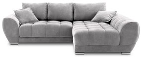 Divano letto angolare grigio chiaro con rivestimento in velluto, angolo destro Nuage - Windsor &amp; Co Sofas