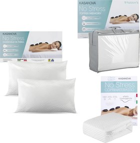 Kit 1 piazza e mezza topper, coprimaterasso e cuscino No Stress