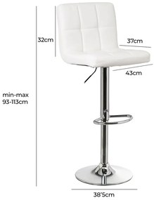 Sgabelli da bar bianchi ad altezza regolabile in similpelle in set di 2 (altezza seduta 93 cm) - Casa Selección