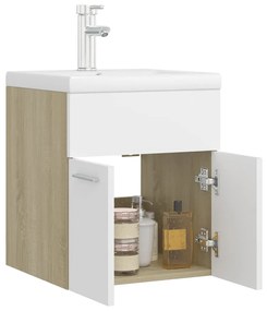 Mobile da bagno con lavabo bianco e rovere sonoma in truciolato