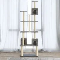 Albero per Gatti con Tiragraffi in Sisal Grigio Chiaro 188 cm 171489