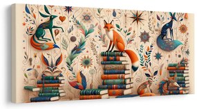 Quadro su tela – Volpe tra i libri