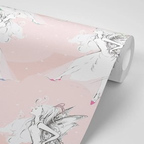 Carta da parati – Fata su sfondo rosa