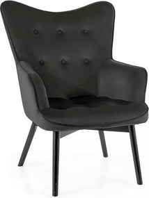 Poltrona Carmen in velluto nero - Blu19/nero opaco