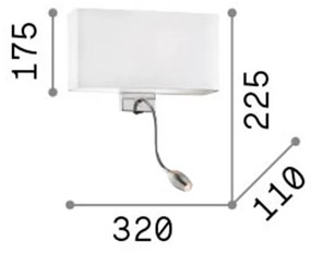 Applique Moderna Hotel Metallo Bianco E Cromo 2 Luci E27+Led 1,5W