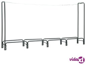 vidaXL Rastrelliera per Legna da Ardere Antracite 240x35x120cm Acciaio