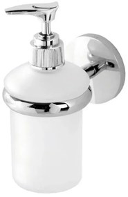 Dosatore sapone liquido a muro in vetro satinato e acciaio cromato Bora