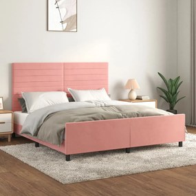 Giroletto Con Testiera Rosa 160x200 Cm İn Velluto /